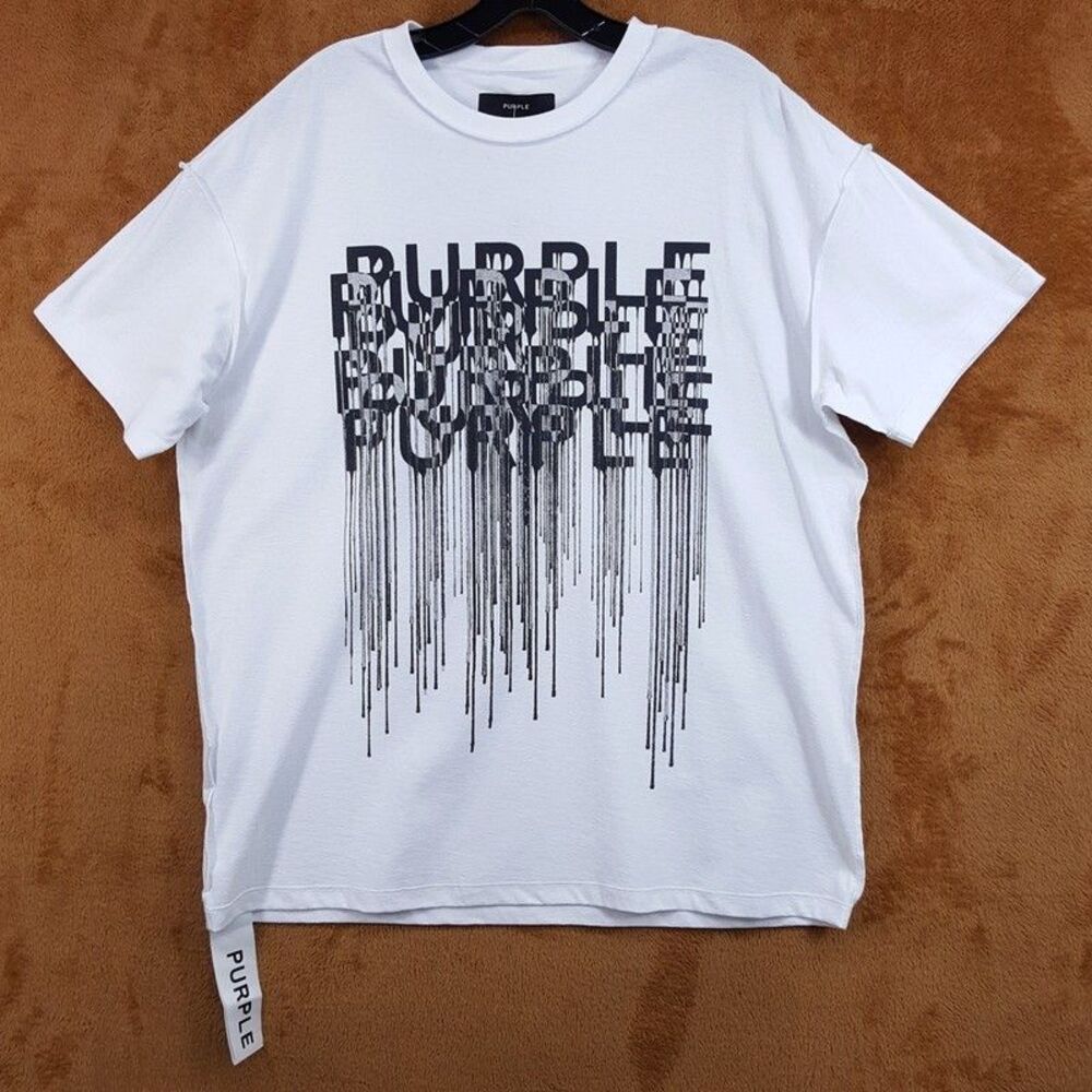 PURPLE BRAND Shirt Mens Medium White Pullover Crew Graphic Logo Tee T-Shirt $145